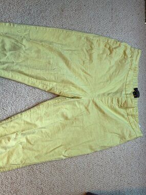 Yellow Linen Cropped pants